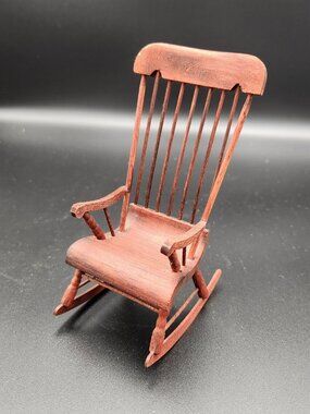 Vintage Albert Nadeau Miniature Rocking Chair 1:12 Dollhouse Wood Signed Quebec